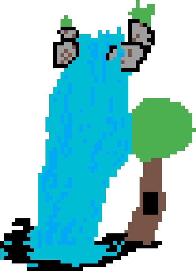 A Pixel Art Of A Tree And A Waterfall