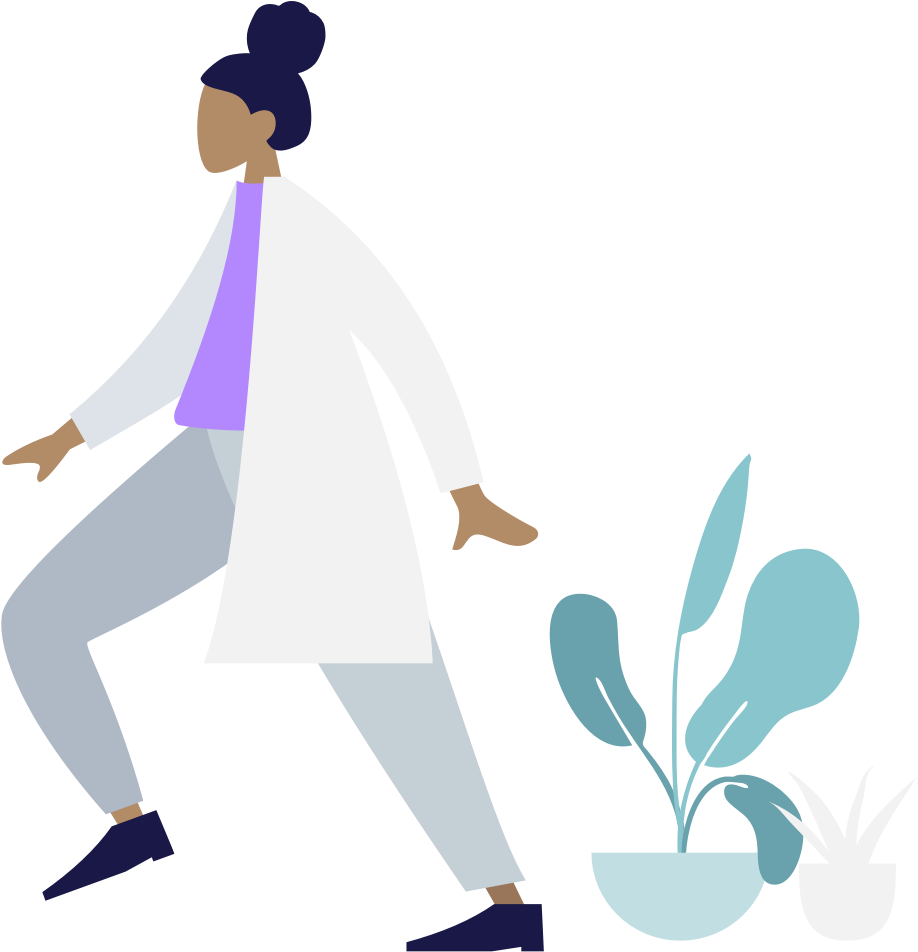 A Woman Walking Next To A Plant