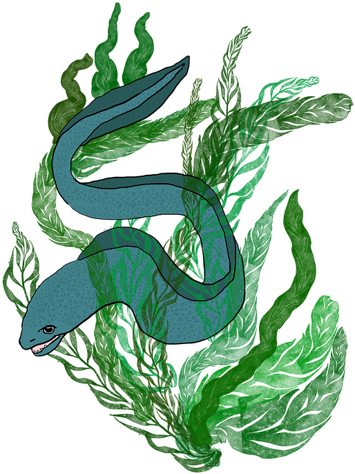 A Blue Snake With Green Leaves