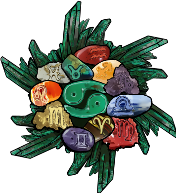 A Group Of Colorful Stones With Zodiac Symbols