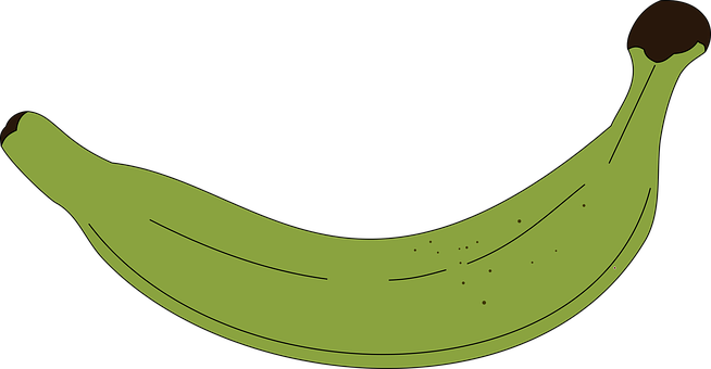 A Green Banana On A Black Background