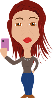 A Cartoon Of A Woman Taking A Selfie