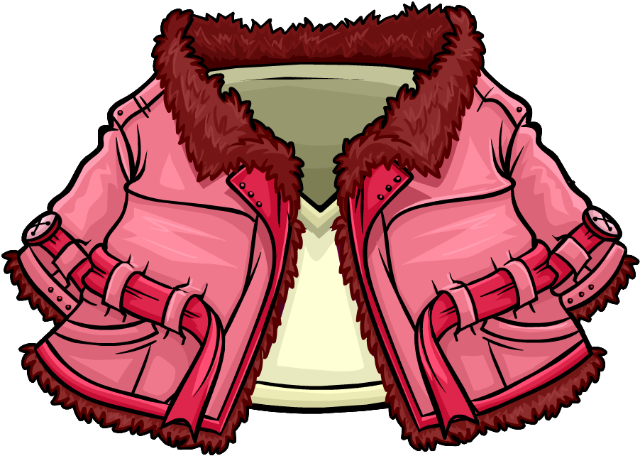Cartoon Pink Jacket With Fur Trim