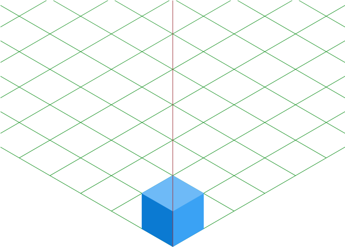 A Blue Cube With Green Lines And A Black Background