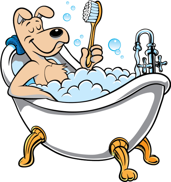 Cartoon Dog In A Bathtub