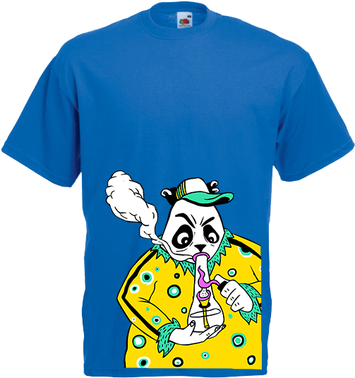 A Blue Shirt With A Cartoon On It