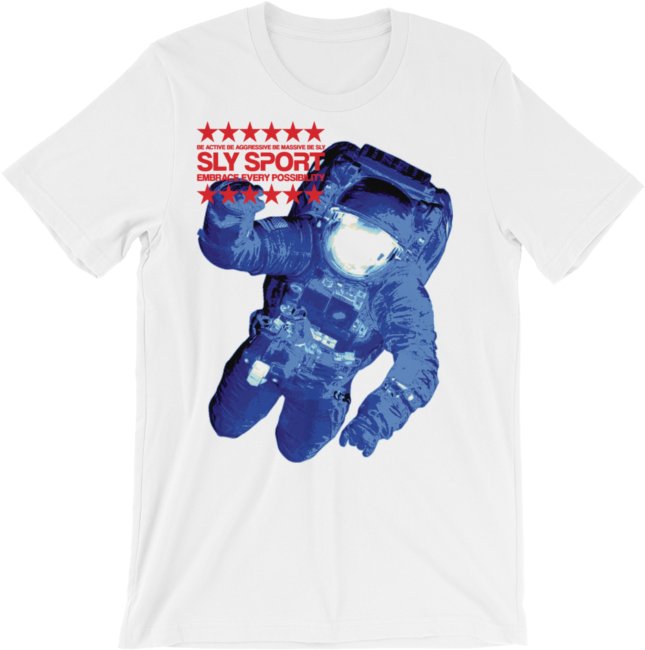 A White T-shirt With A Picture Of An Astronaut
