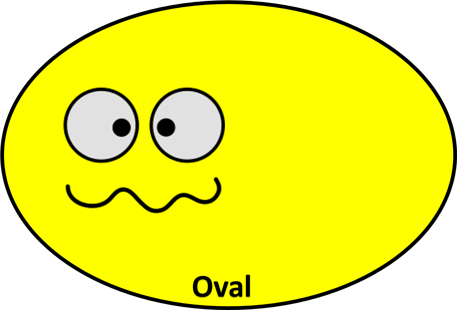 A Yellow Oval With A Face And A Black Background