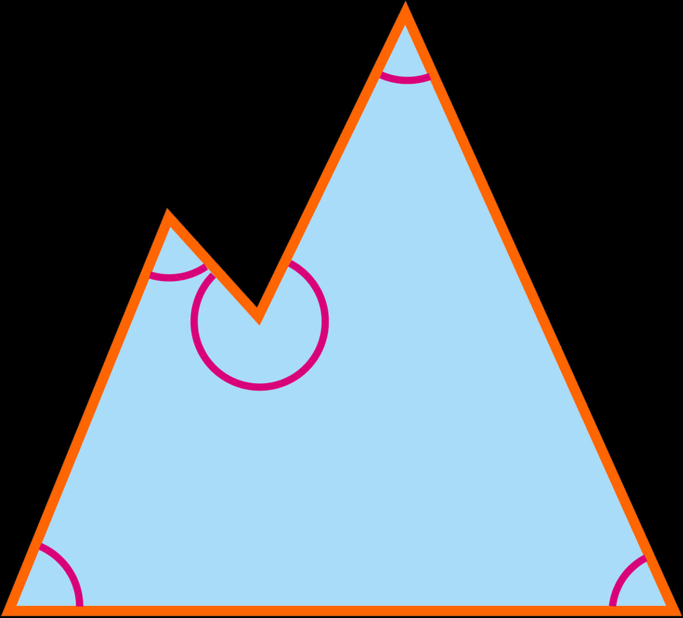 A Blue Triangle With Pink Circles