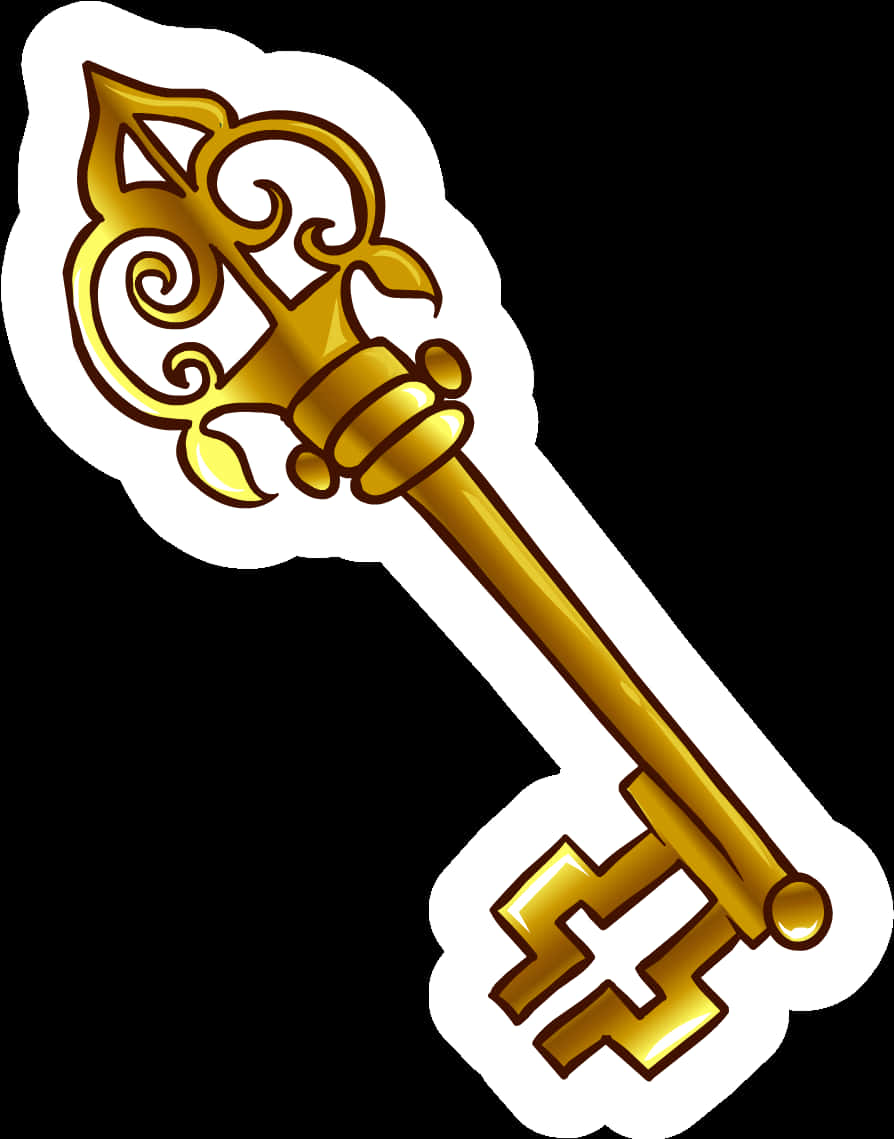 A Gold Key With A Black Background