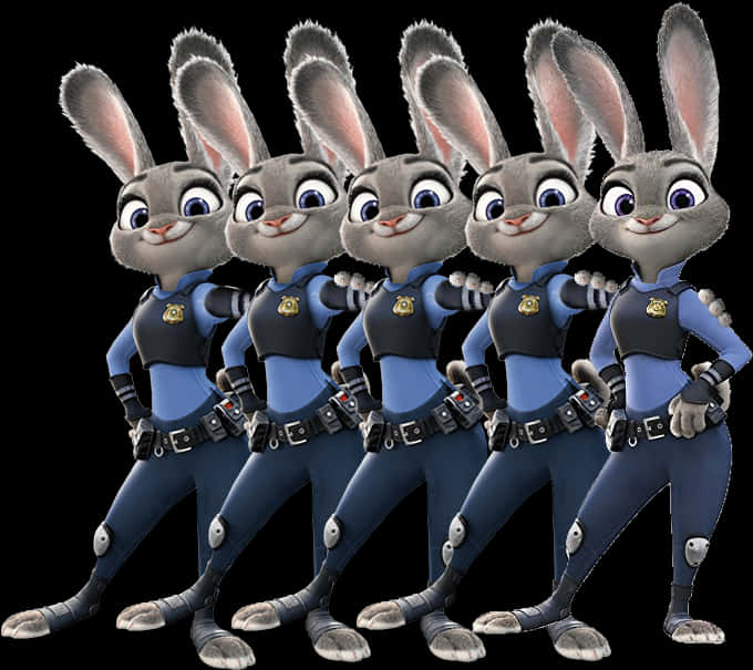 A Group Of Cartoon Rabbits