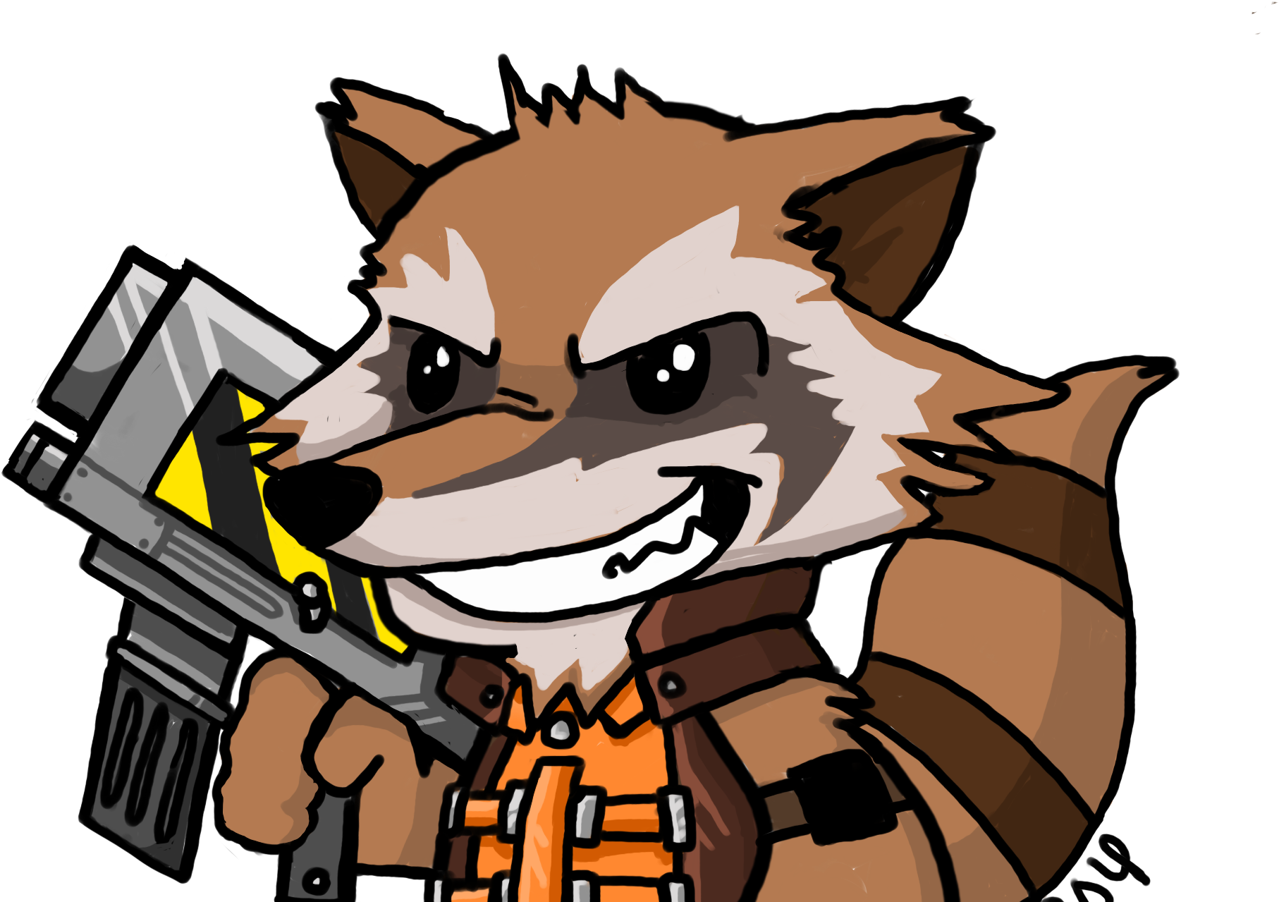 Cartoon Raccoon Holding A Gun
