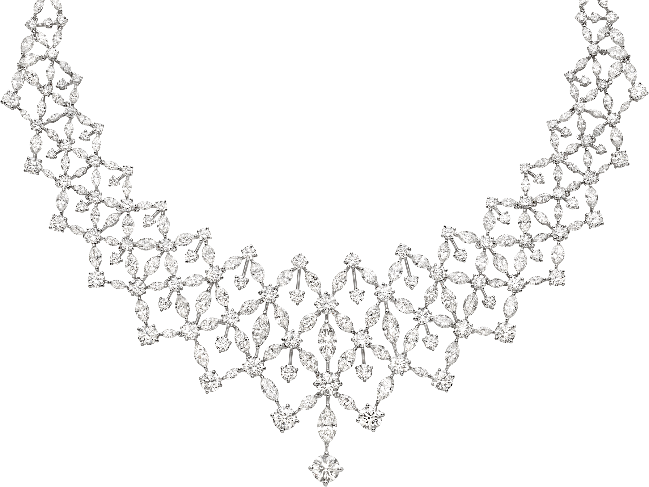 A Diamond Necklace On A Black Background