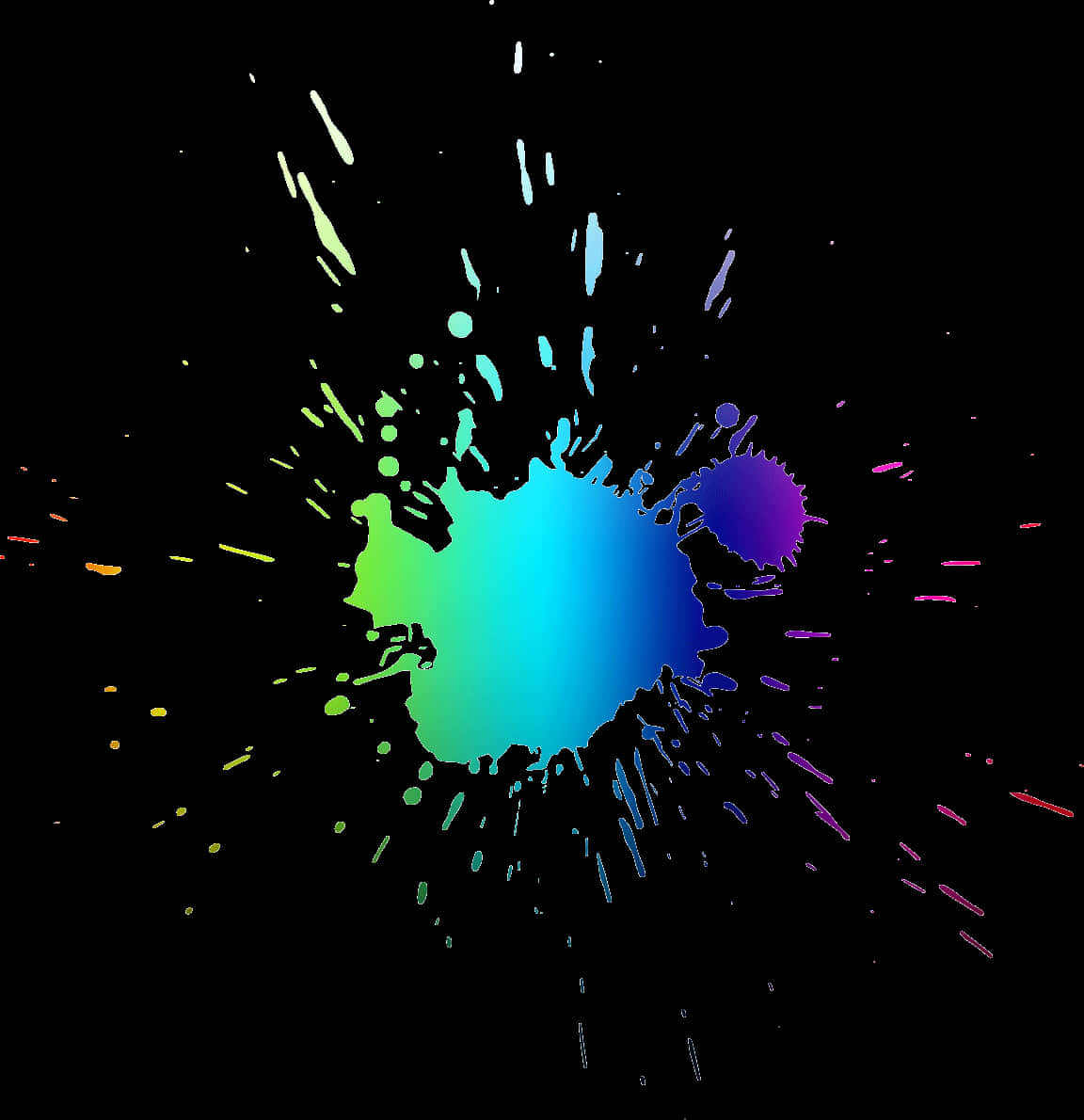 A Rainbow Colored Splatter On A Black Background