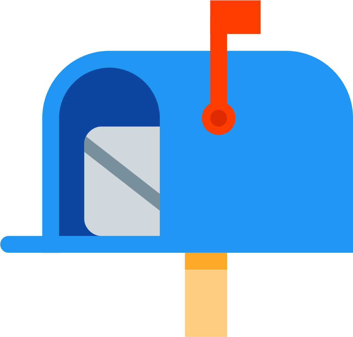 A Blue Mailbox With A Flag