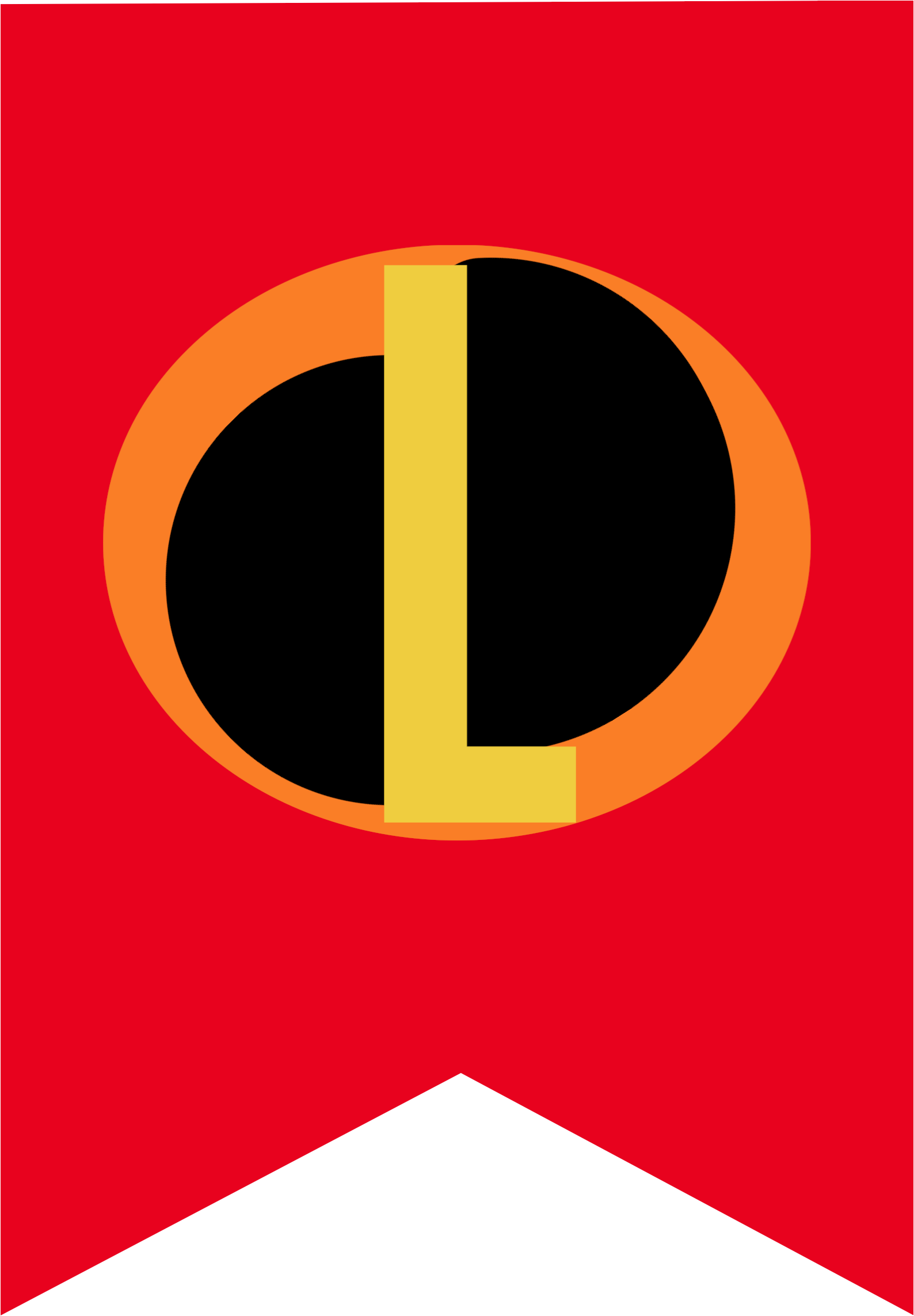 A Red And Black Banner With A Letter L In The Middle