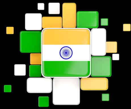 A Flag Of India Surrounded By Squares