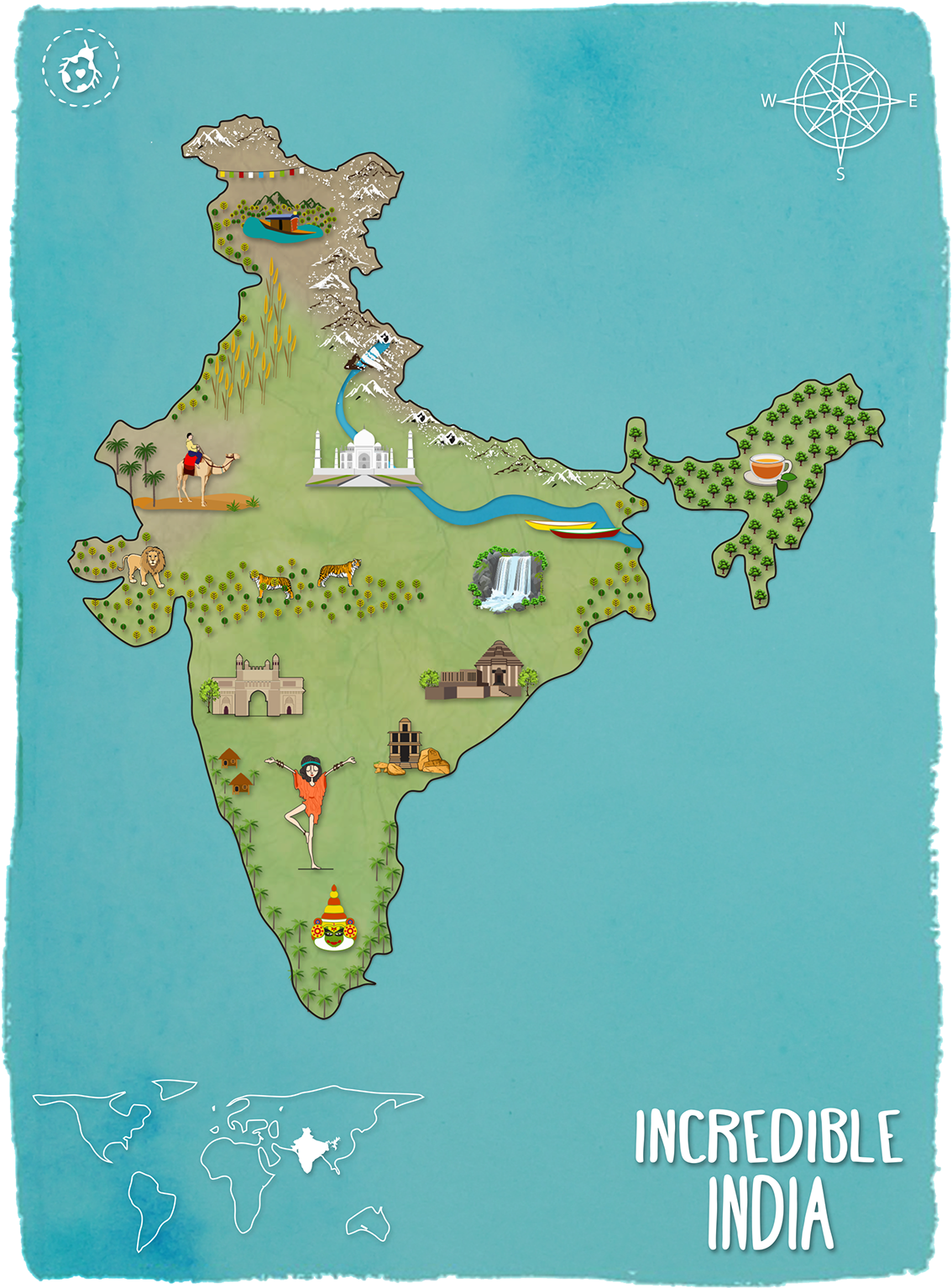 A Map Of India With Different Landmarks