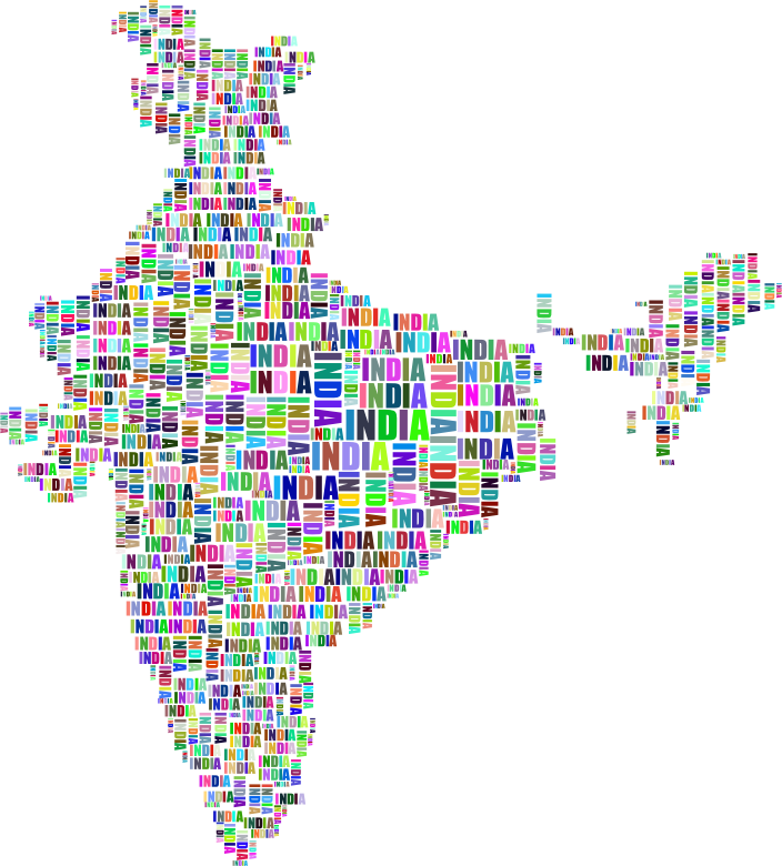 A Map Of India With Colorful Text