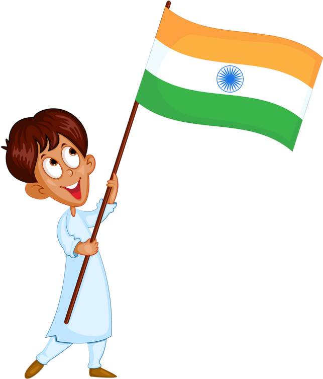 A Cartoon Of A Boy Holding A Flag