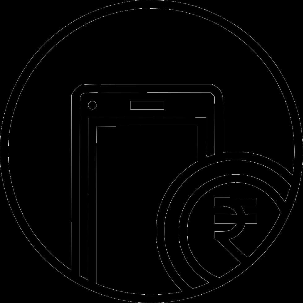 A Black And White Circle With A Symbol And A Phone