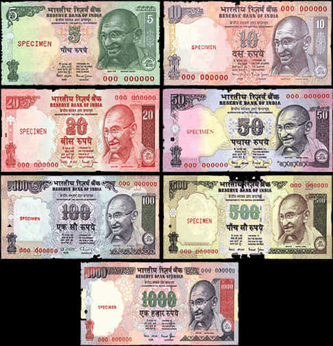 A Collection Of Currency Notes
