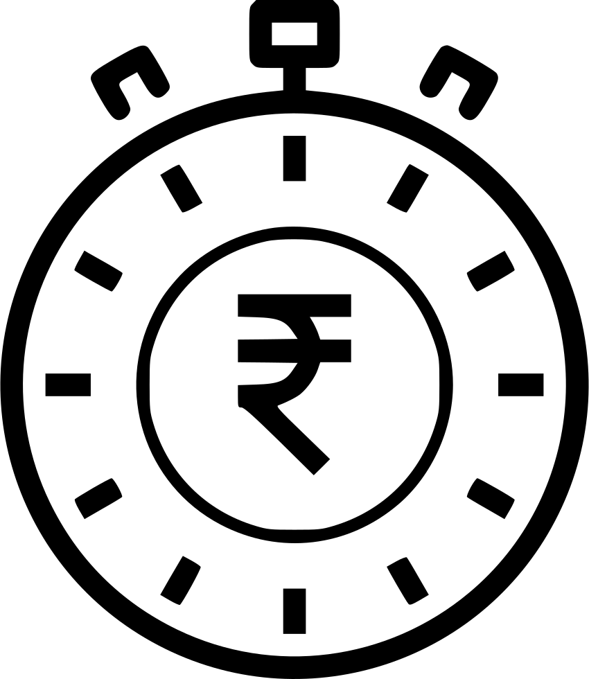 A Black And White Stopwatch With A Rupee Symbol