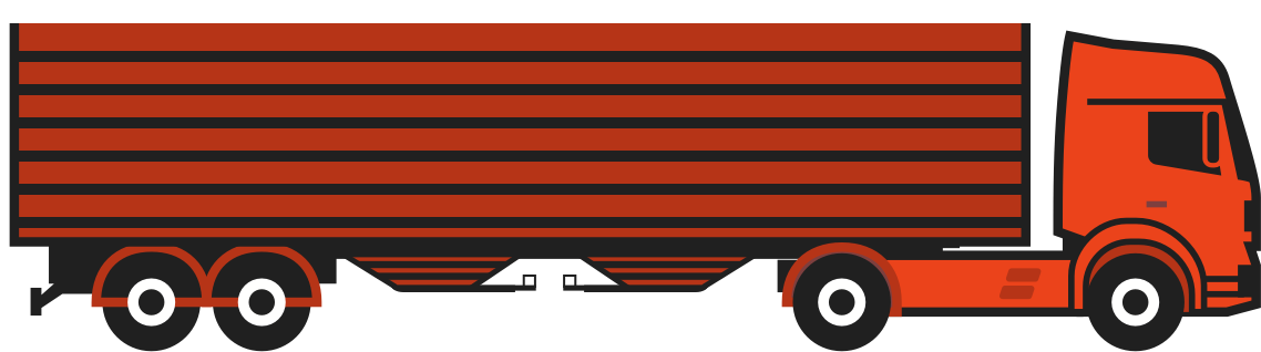 A Red And Black Striped Trailer