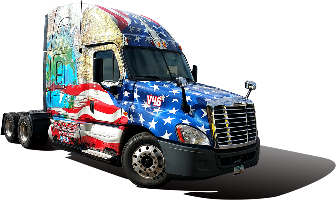 A Truck With A Flag Painted On It