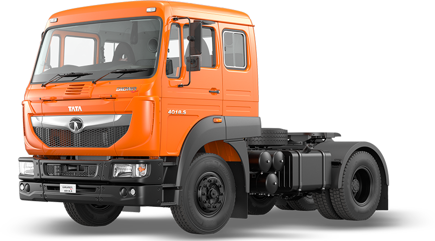 A Orange Truck With Black Wheels