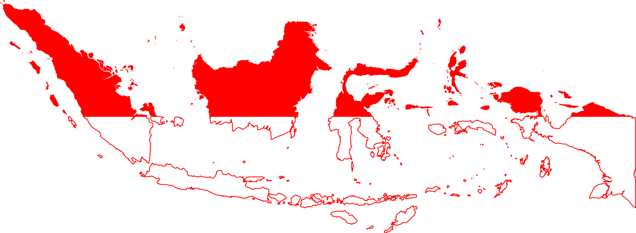 A Map Of Indonesia With Red And White Stripes