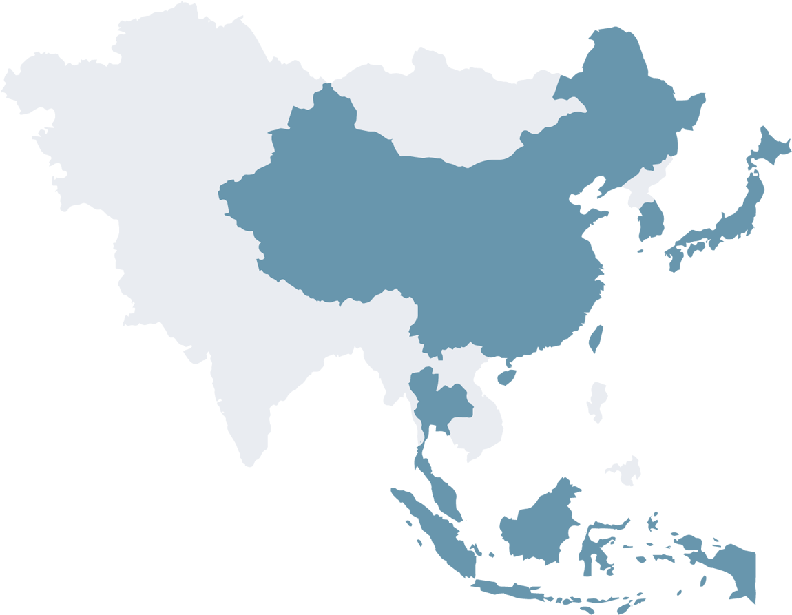 A Map Of Asia With Different Colored Areas