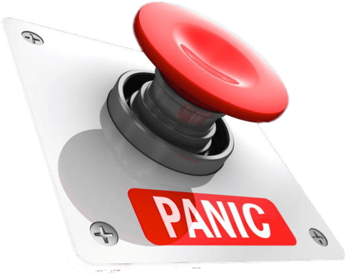 A Red Button With A White Square