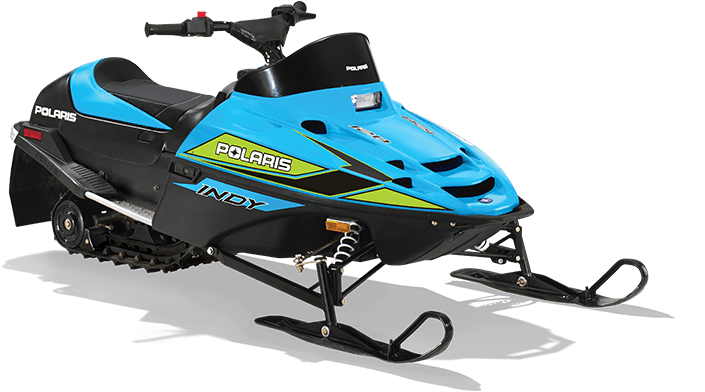 A Blue And Black Snowmobile