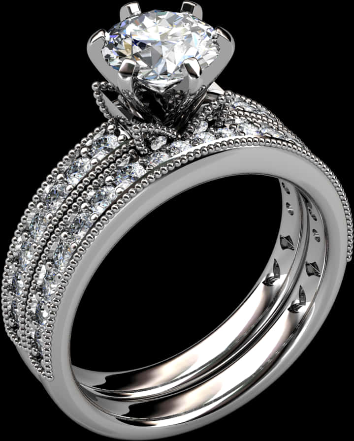 A Diamond Ring With A Black Background