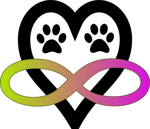 A Heart With A Symbol Of Infinity And Paw Prints