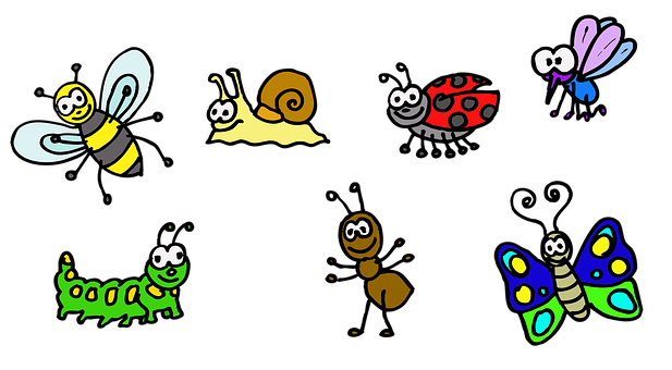 A Group Of Cartoon Bugs