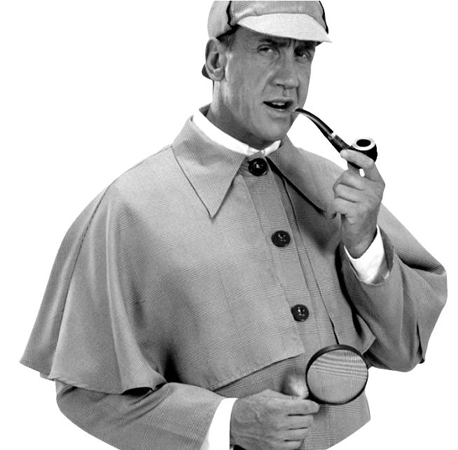 A Man Holding A Magnifying Glass And Smoking A Pipe