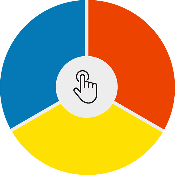 A Circular Logo With A Hand Pointing At The Center