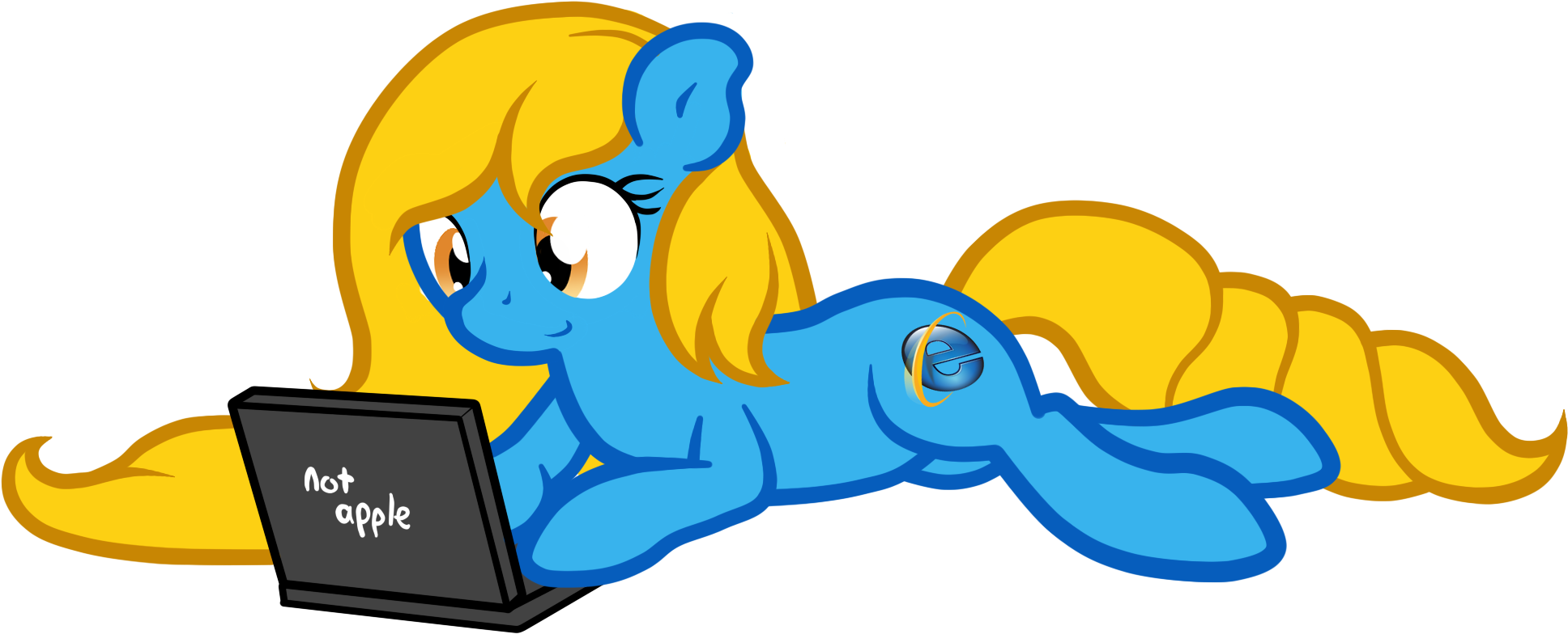 Cartoon Pony On A Laptop