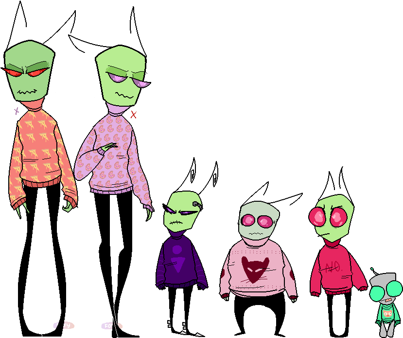 A Group Of Cartoon Alien Characters