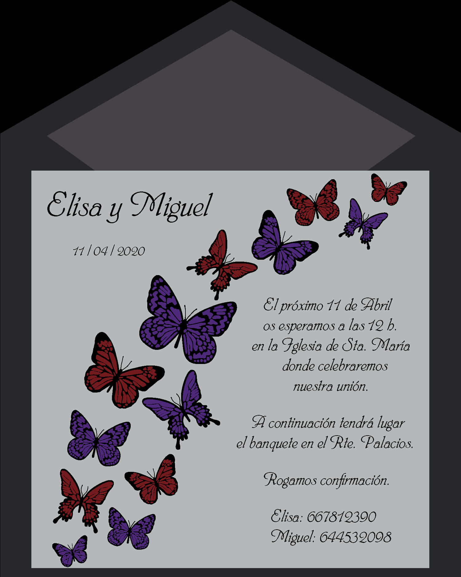 A Invitation With Butterflies On It