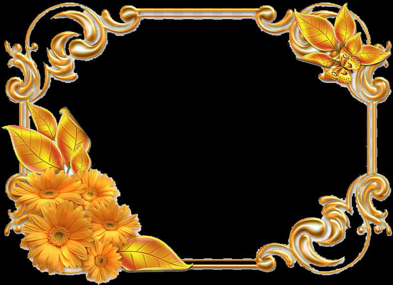 A Frame With Flowers And Leaves