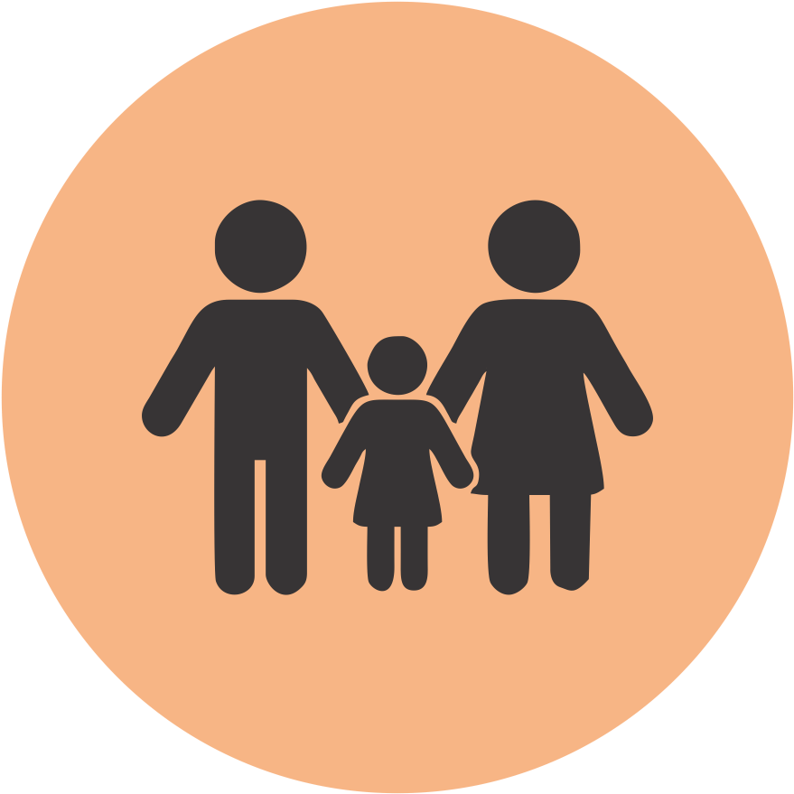A Black And Brown Circle With A Couple Of People And A Child