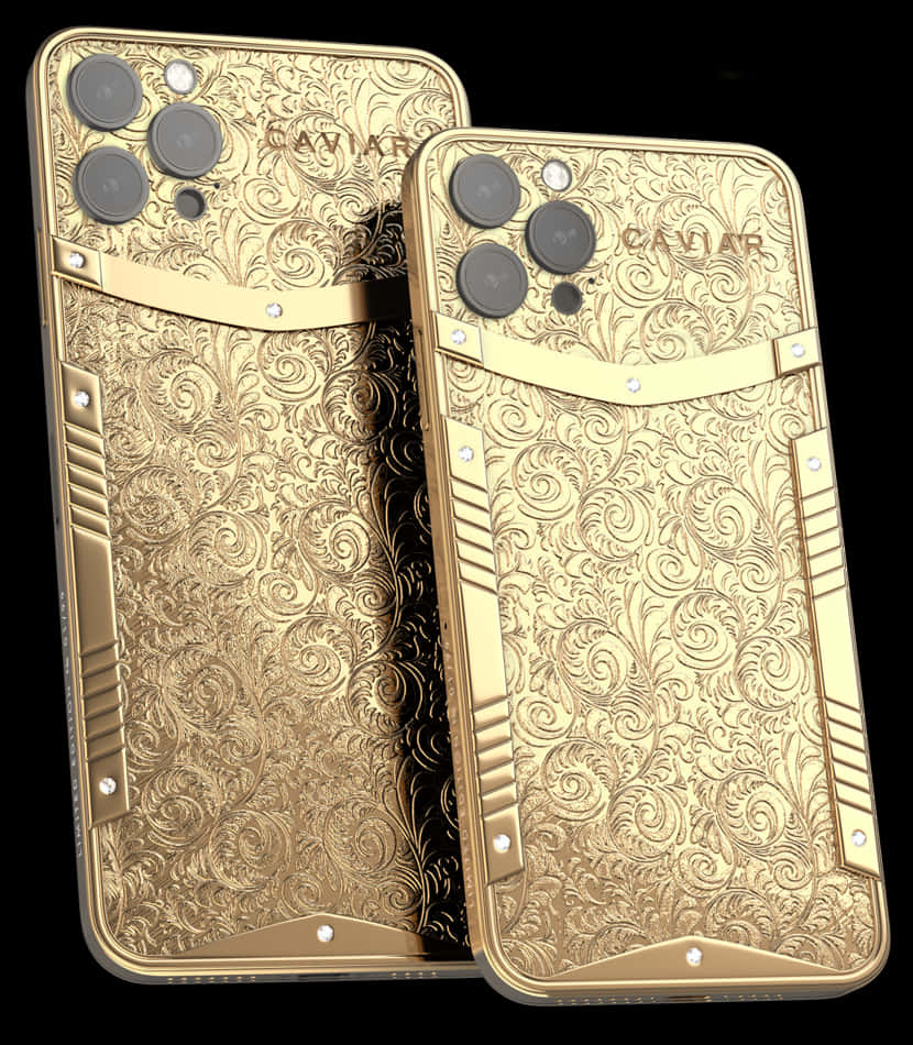 A Gold Cell Phones With A Design
