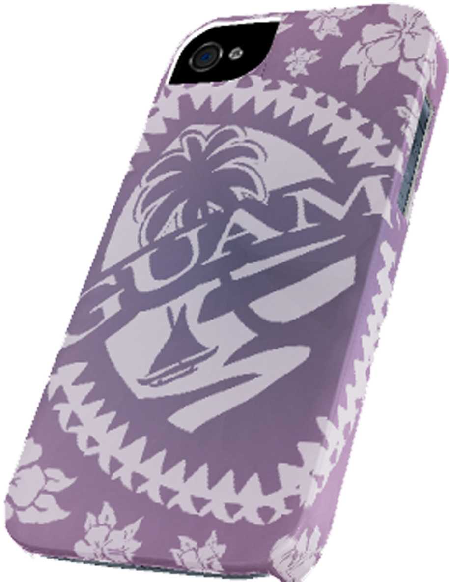 A Purple Cell Phone Case With A Design On It