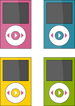 A Set Of Colorful Music Devices