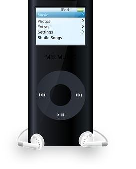 A Black Music Player With Earbuds
