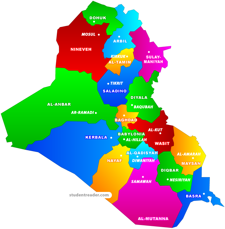 A Map Of The State Of Iraq