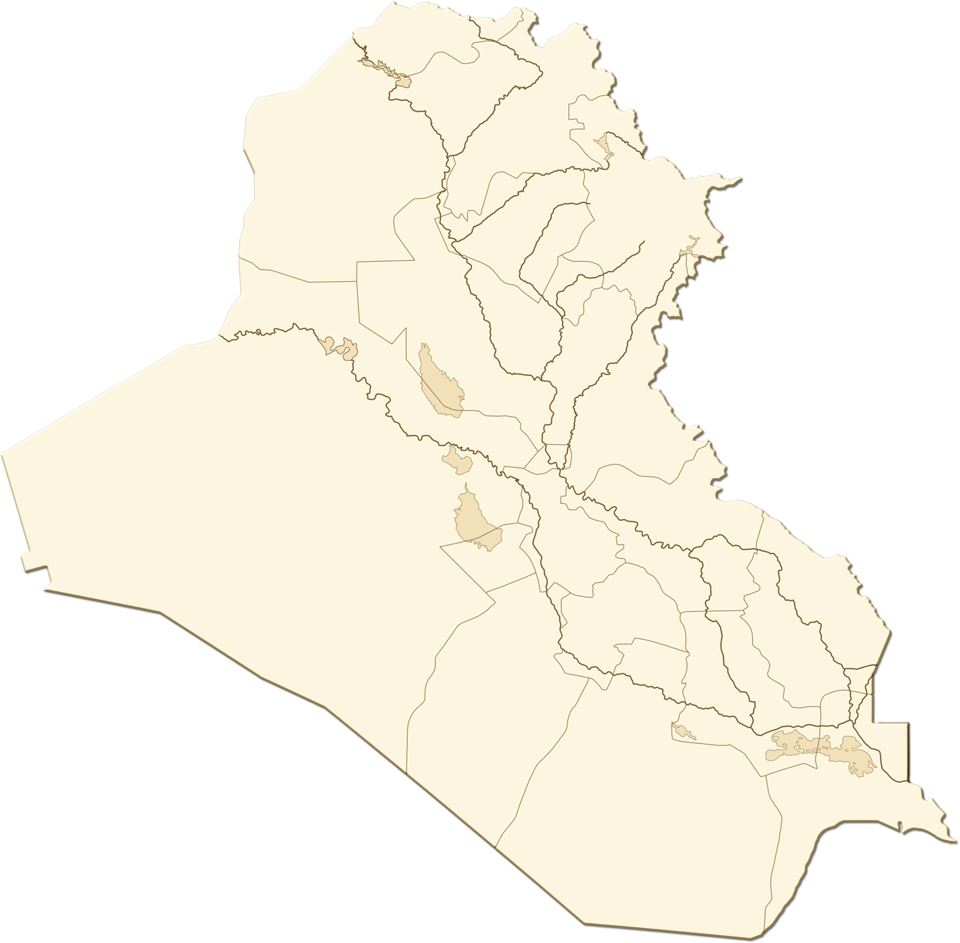 A Map Of Iraq With Lines And Rivers